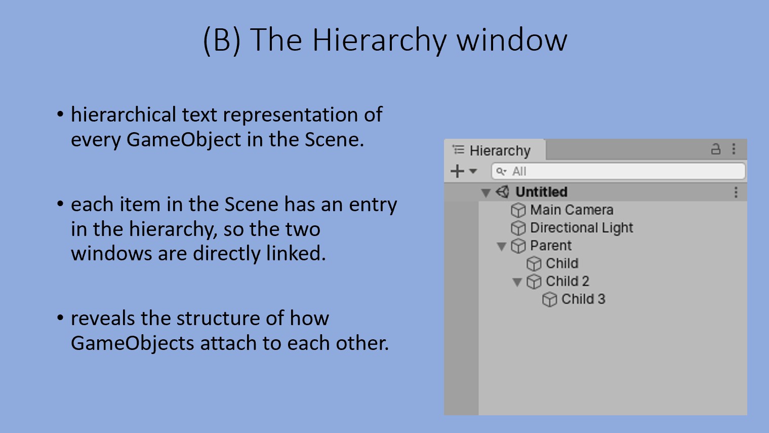 Hierarchy window